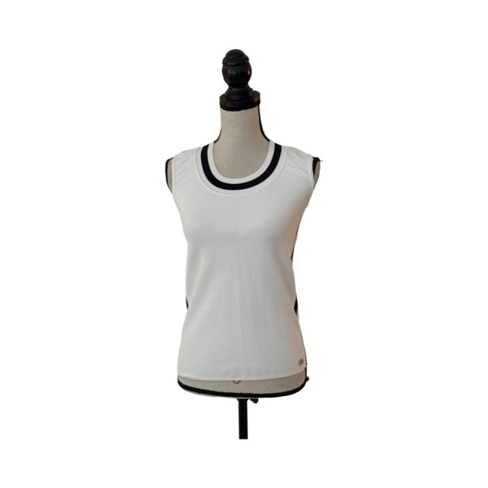 Chanel white black trim tank top size 36